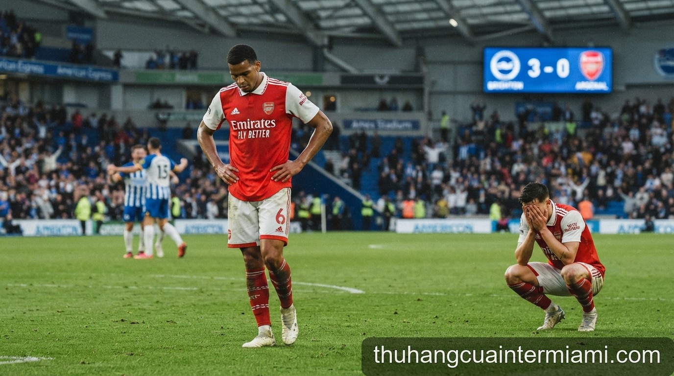 Arsenal sảy chân tại Amex: Hồi chuông cảnh báo cho tham vọng bảo vệ ngôi vương